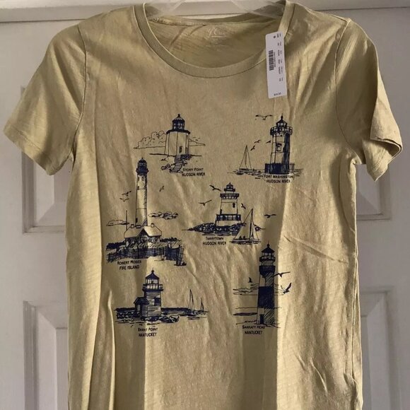 NEW J Crew Womens Vintage Cotton Lighthouse Tee T-Shirt XS NWT New England - Picture 1 of 7